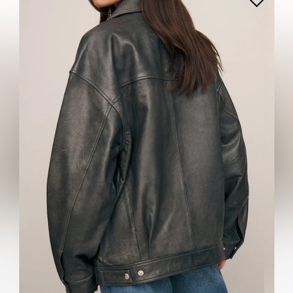 NWT Reformation Gray Leather Jacket - Picture 3 of 7